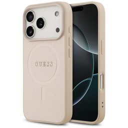 Husa Husa pentru iPhone 17 Pro - Guess Saffiano Classic Logo MagSafe (GUHMP17LPSAHMCP) - Pink