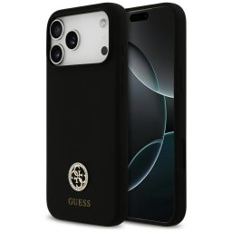 Husa Husa pentru iPhone 17 Pro Max - Guess Silicone Logo Strass 4G MagSafe (GUHMP17XM4DGPK) - Black
