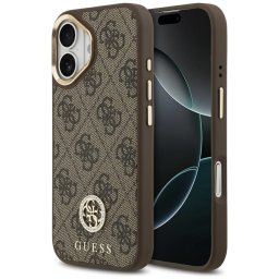 Husa Guess Hardcase 4G Strass Logo MagSafe (GUHMP17SP4GRMDEW) - Carcasă rigidă - compatibil cu Apple iPhone 17 - MagSafe - culoare Maro/Bej