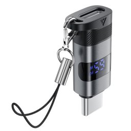 Adaptor cu Display Digital, USB-C, 480Mbps, 5A, Fast Charging - (J9) - Metal Gray