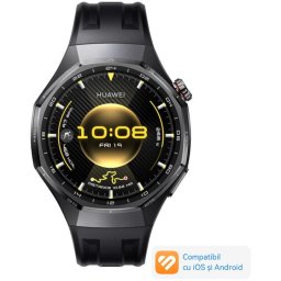 Smartwatch Watch GT 6 Pro, 46MM, Black Titanium Alloy Case, Black Fluoroelastomer Strap