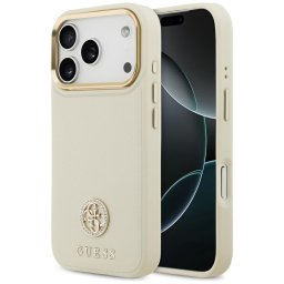 Husa Husa pentru iPhone 17 Pro - Guess Grained Strass Logo MagSafe (GUHMP17LPGCRMDEE) - Beige