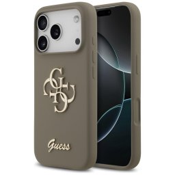 Husa Husa pentru iPhone 17 Pro - Guess Silicone Big 4G Script (GUHCP17LSC4GSMW) - Brown