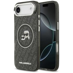 Husa Karl Lagerfeld IML Glitter K&C Heads Logo MagSafe (KLHMP17MHMKBKCHOK) - Husă telefon - compatibil cu Apple iPhone 17 Air - MagSafe, Glitter - culoare Negru