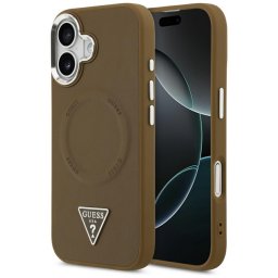 Husa Husa pentru iPhone 17 - Guess Hardcase Triangle Logo MagSafe (GUHMP17SPSDTSCMW) - Brown