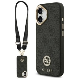 Husa Husa pentru iPhone 17 - Guess 4G Strass Logo with Big Strap Metal Button MagSafe (GUHMP17SP4G4DCSK) - Black