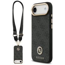 Husa Husa pentru iPhone 17 Air - Guess 4G Strass Logo with Big Strap Metal Button MagSafe (GUHMP17MP4G4DCSK) - Black