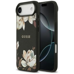Husa Husa pentru iPhone 17 Air - Guess Grained Flowers MagSafe (GUHMP17MPGNMPLMK) - Black