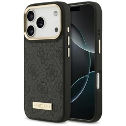 Husa Husa pentru iPhone 17 Pro - Guess Hardcase 4G Logo Plate MagSafe (GUHMP17LU4GPRK) - Black