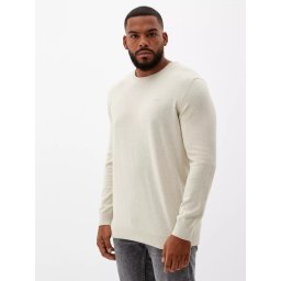 s.Oliver Big Sizes Pulover barbati big sizes, cu decolteu la baza gatului, Crem (SELECTATI MARIMEA: 2XL)