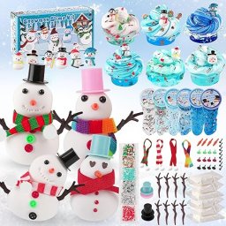 Set Snowman Slime , Lut slime si slime cristalin cu accesorii variate, 360 ml, saculet petrecere copii, cadou aniversar fete si baieti, set DIY