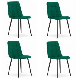Set 4 scaune bucatarie/living, Artool, Kara, catifea verde, picioare metal negru, 44.5x50.5x87 cm