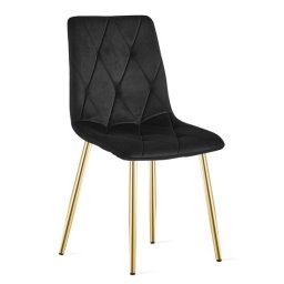 Scaun bucatarie/living, Artool, Libra, catifea neagra, picioare metal auriu, 45x54x86.5 cm