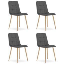 Set 4 scaune bucatarie/living, Artool, Kara, catifea gri, picioare metal natur, 44.5x50.5x87 cm