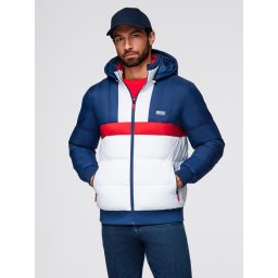 Ombre Colorful retro men's sports jacket - blue and white