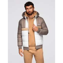 Ombre Colorful retro men's sports jacket - beige and white