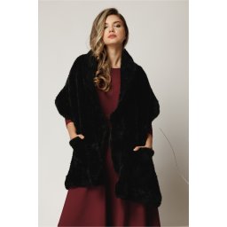 Capa scurta neagra din blana