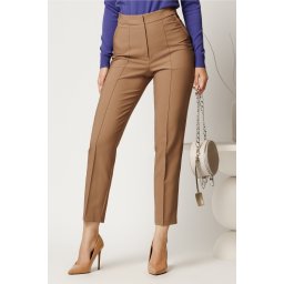 Pantalon bej din stofa cu croi conic