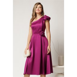 Rochie de ocazie din tafta magenta cu detaliu floare