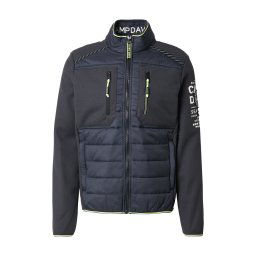 CAMP DAVID Jachetă fleece albastru marin / galben citron / alb