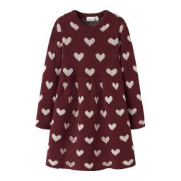 NAME IT Rochie 'NMFOANA' roșu burgundy / alb