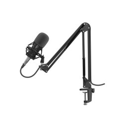 Microfon Genesis Radium 300 STUDIO XLR, tip electret condenser, model cardioid, suport fix, conectivitate Mini Jack 3.5 mm, XLR, , raspuns in frecventa 630 - 16000 Hz, sensibilitate -38 dB, lungime cablu 250 cm, negru
