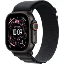 Smartwatch Apple Watch Ultra 3 GPS + Cellular, 49mm, Carcasa Black Titanium, Bratara Black Alpine Loop - Small