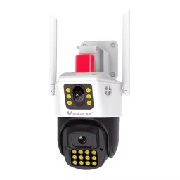 Camera de supraveghere Camera supraveghere IP Speed Dome rotativa WiFi PT cu lentila duala Vstarcam AF663DR, 2 MP, 4 - 6 mm, microfon si difuzor, slot card, detectie incendiu si fum, IR/lumina alba 30m, sirena