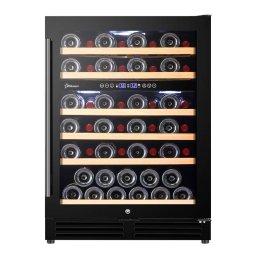 Vitrina de vinuri incorporabila STARCREST SWN-13851DZ , 138L, 51 sticle, Rafturi lemn de fag, 2 zone de racire, Control electronic, Display, Iluminat interior LED, H 82 cm, Negru