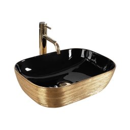 REA-U8780 - Lavoar pentru blat BELINDA 33 x 46,5 cm, ceramică/negru/auriu