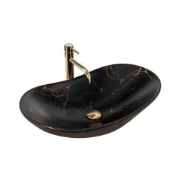 REA-U7478 - Lavoar pentru blat ROYAL 36 x 62 cm, ceramică, negru, decor marmură