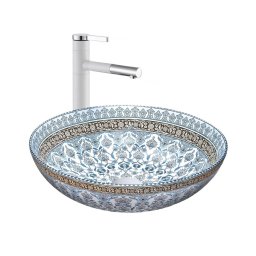 REA-U0267 - Lavoar pentru blat ARTE Ø 40 cm, ceramică, model ornamental