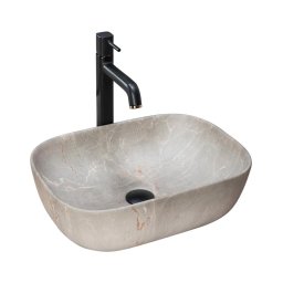 REA-U3802 - Lavoar LIVIA pentru montare pe blat 33,5x46,5 cm ceramică/gri/decor marmură