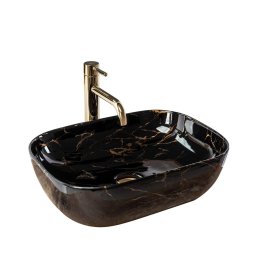 REA-U8907 - Lavoar pentru blat BELINDA 33,5x46,5 cm ceramică/negru/decor marmură