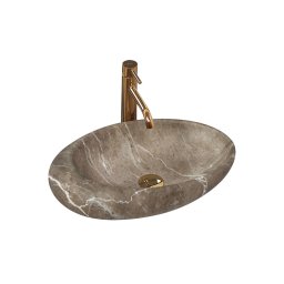 REA-U6650 - Lavoar pe blat ROXY, 31 x 49 cm, ceramică, gri, decor marmură