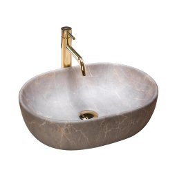 REA-U9887 - Lavoar pe blat LARA 35x48,5 cm ceramică/gri/decor marmură