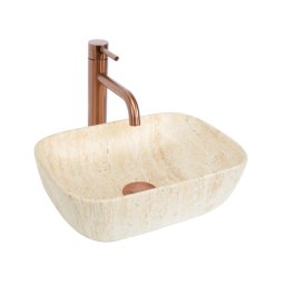 REA-U4700-Lavoar pentru montare pe blat BELINDA MINI 25x36 cm ceramică/bej/imitație de piatră
