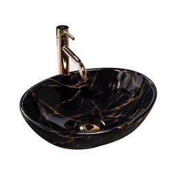 REA-U5611 - Lavoar pentru blat SOFIA 34,5 x 41 cm ceramică/negru/decor marmură