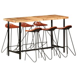 Set mobilier de bar 7 piese lemn masiv acacia & piele naturala GartenMobel Dekor