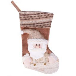 Decoratiune Craciun, soseta pentru cadouri cu Mos Craciun 45cm, maro Household NewTrend