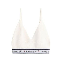 Tommy Jeans Top brodat crem / negru