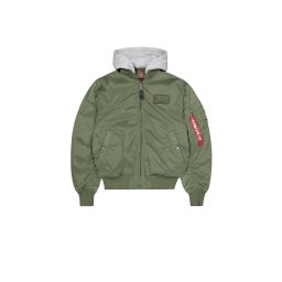 ALPHA INDUSTRIES Geacă de primăvară-toamnă 'MA-1 TT Hood' verde / alb