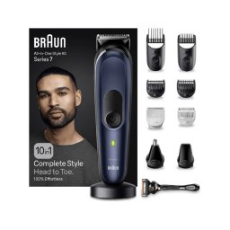 Aparat de tuns Braun MGK 7410 All-in-One Style MultiGroomingKit autonomie 100 min, 10 accesorii Albastru
