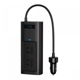 INVERTOR ELECTRIC auto Baseus, IGBT, 2 x AC, 2 x USB Type-C, 1 x USB, 150W 220V, conectare auto 12V, negru CGNB020101 (timbru verde 2.00 lei) - 6932172628093