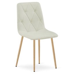 Scaun bucatarie/living, Artool, Libra, textil bej, picioare metal natur, 44.5x54.5x87 cm