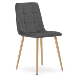Scaun bucatarie/living, Artool, Kara, catifea gri, picioare metal natur, 44.5x50.5x87 cm