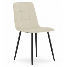 Scaun bucatarie/living, Artool, Kara, catifea bej, picioare metal negru, 45x50.5x87 cm
