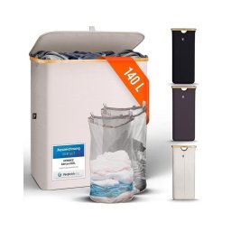 Cos pentru rufe Hennez, Premium, 2 compartimente, bej, 140 l, Resigilat, Grad A