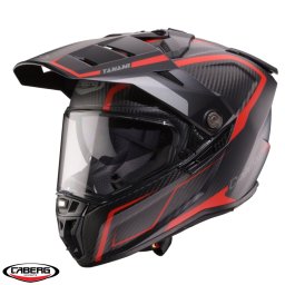 Casca adventure/off road Caberg Tanami SV Gravity Q8 rosu/gri/negru carbon Pinlock ready - lentila Pinlock inclusa (100% carbon)
