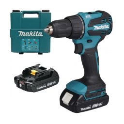 Makita - DHP490WVE - Masina de gaurit si insurubat cu percutie cu 2 acumulatori, Li-Ion, 18 V, 2 Ah, 65 Nm, motor fara perii, led iluminare, valiza plastic